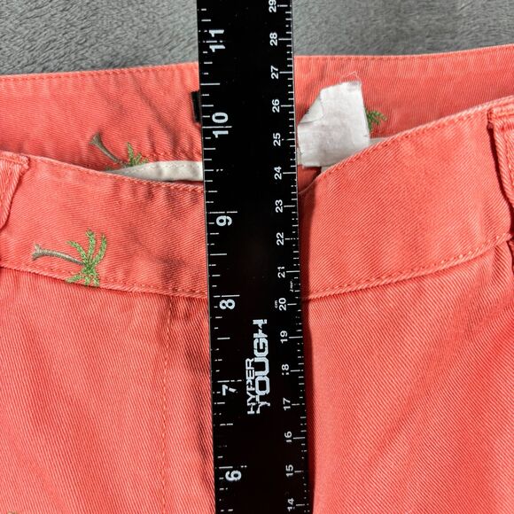 J Crew Women Pants Embroidered Favorite Fit Palm Trees Cotton Coral Size 6 C132 - Picture 4 of 10